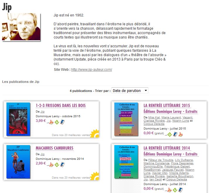 Jip sur le site des Éditions Dominique Leroy